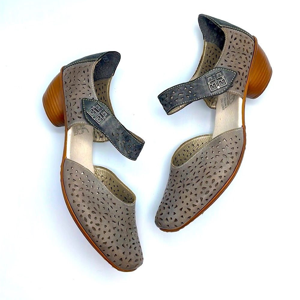 Rieker Mary Jane Perforated Low Heel Shoes